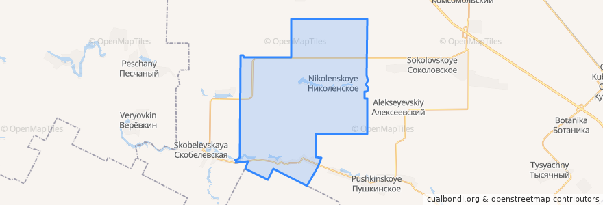 Mapa de ubicacion de Николенское сельское поселение.