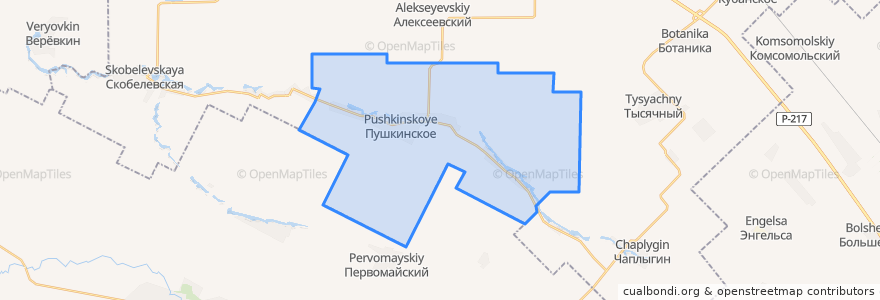 Mapa de ubicacion de Пушкинское сельское поселение.