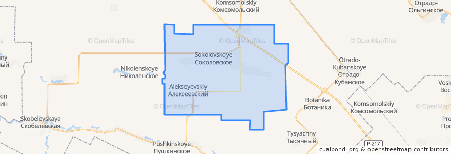 Mapa de ubicacion de Соколовское сельское поселение.