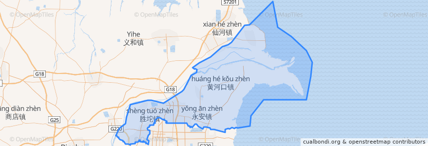 Mapa de ubicacion de 垦利区.