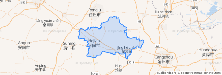 Mapa de ubicacion de Hejian City.