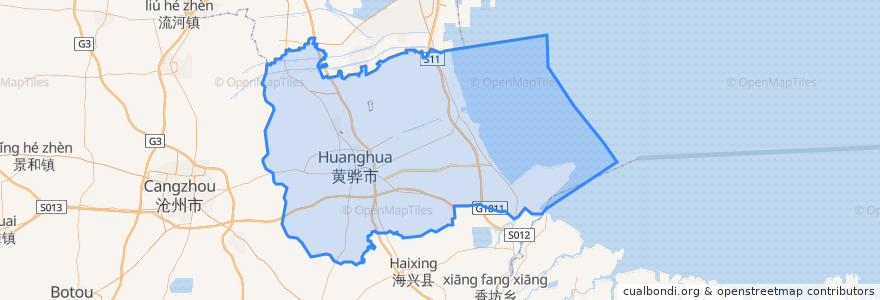 Mapa de ubicacion de 黄骅市.