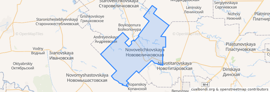 Mapa de ubicacion de Нововеличковское сельское поселение.