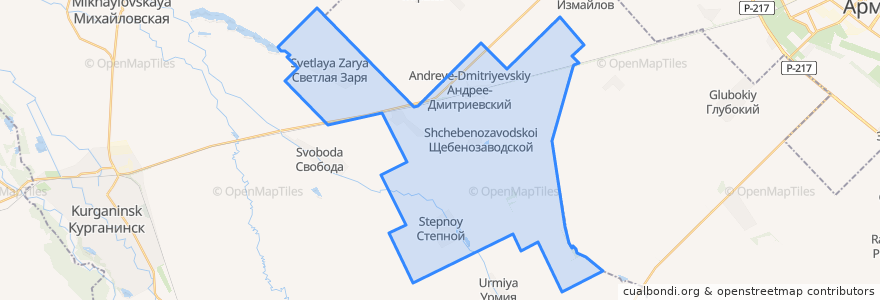Mapa de ubicacion de Безводное сельское поселение.