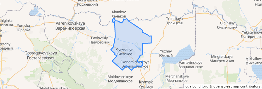 Mapa de ubicacion de Киевское сельское поселение.