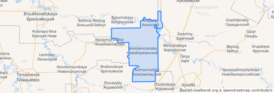 Mapa de ubicacion de Новоберезанское сельское поселение.