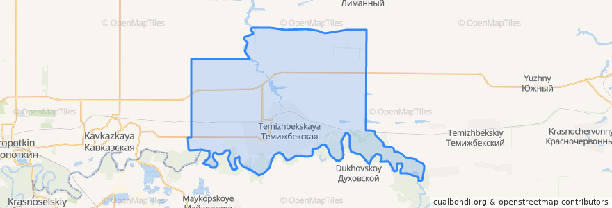 Mapa de ubicacion de Темижбекское сельское поселение.