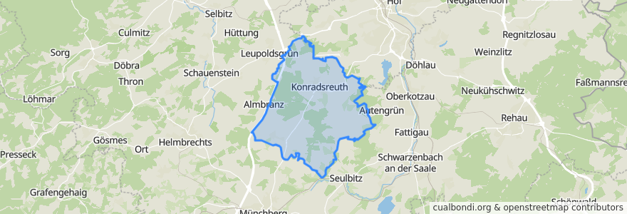 Mapa de ubicacion de Konradsreuth.