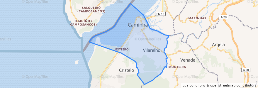 Mapa de ubicacion de Caminha (Matriz) e Vilarelho.