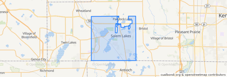 Mapa de ubicacion de Salem Lakes.