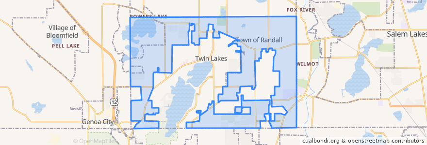 Mapa de ubicacion de Town of Randall.