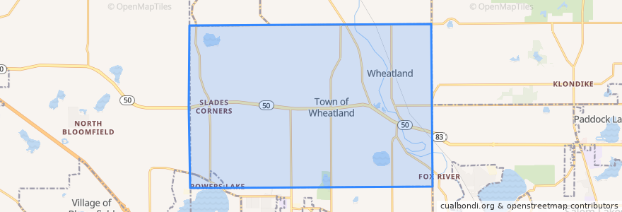 Mapa de ubicacion de Town of Wheatland.