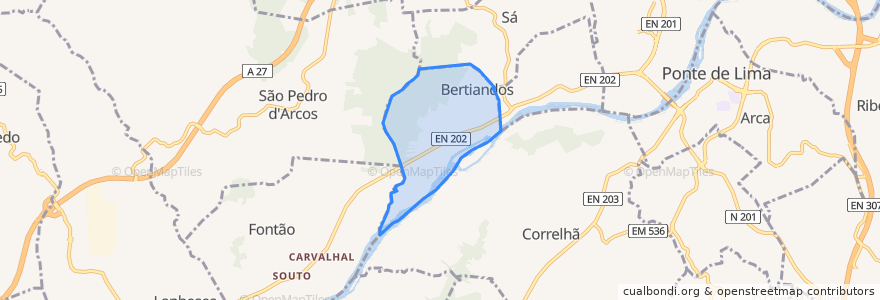 Mapa de ubicacion de Bertiandos.