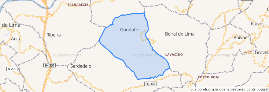 Mapa de ubicacion de Gondufe.