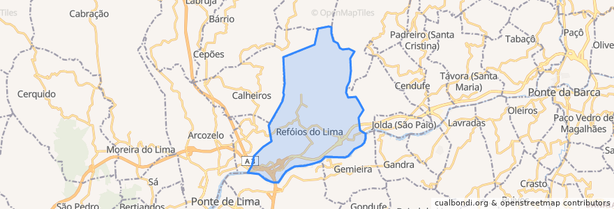 Mapa de ubicacion de Refóios do Lima.