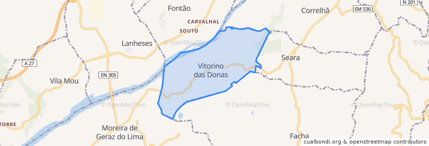 Mapa de ubicacion de Vitorino das Donas.