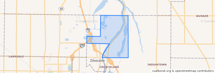 Mapa de ubicacion de Zilwaukee Township.