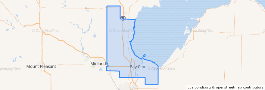 Mapa de ubicacion de Bay County.