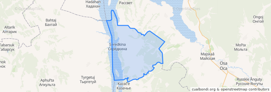 Mapa de ubicacion de сельское поселение Середкино.