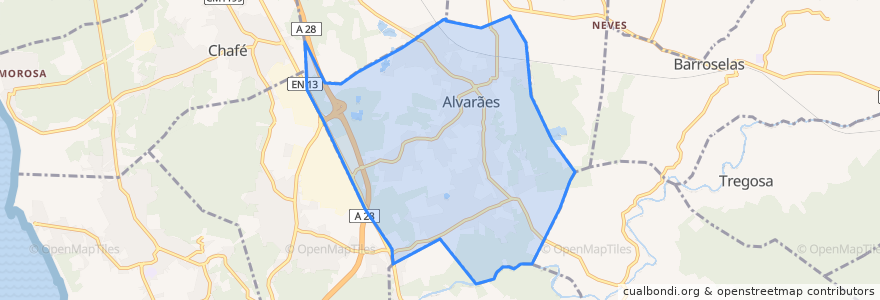 Mapa de ubicacion de Alvarães.