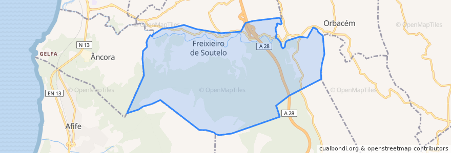 Mapa de ubicacion de Freixieiro de Soutelo.