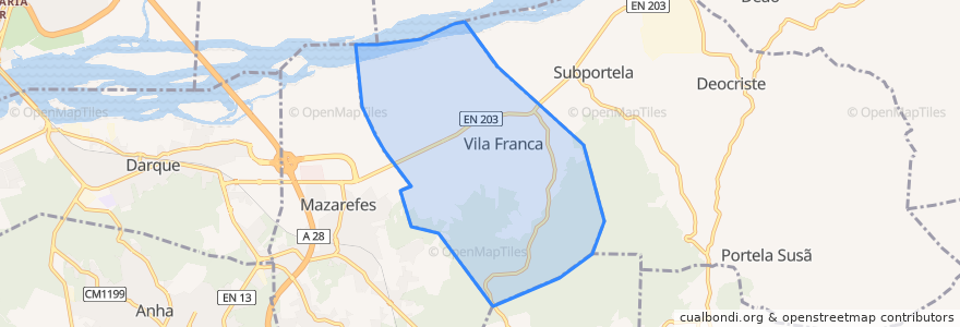 Mapa de ubicacion de Vila Franca.