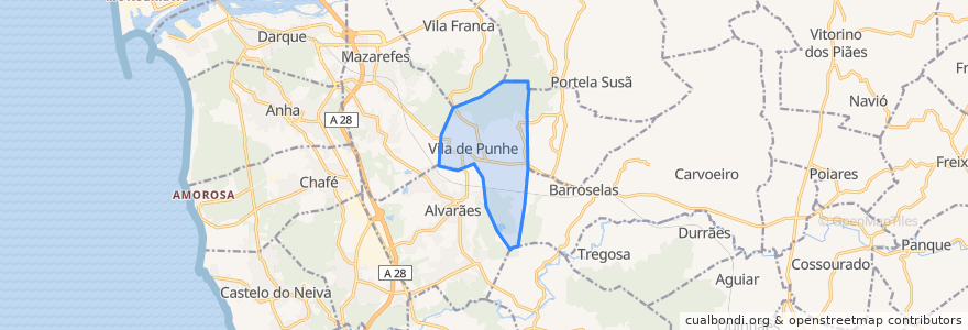 Mapa de ubicacion de Vila de Punhe.