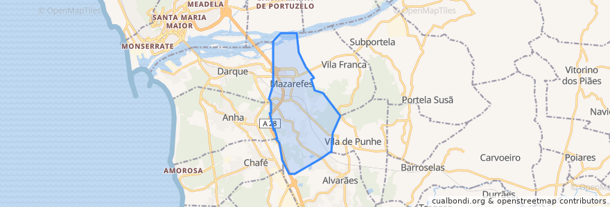 Mapa de ubicacion de Mazarefes e Vila Fria.