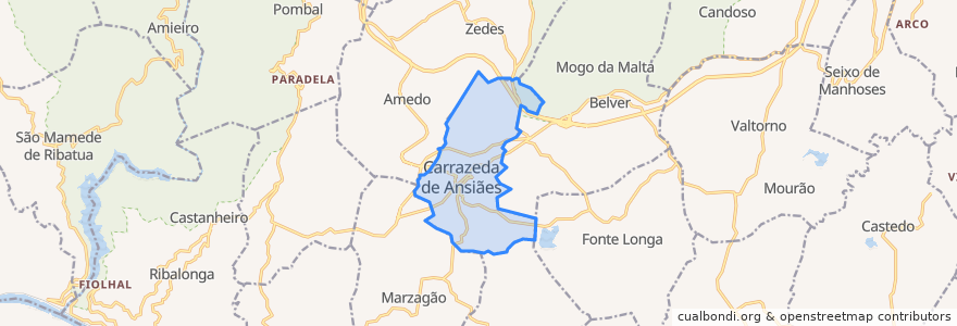 Mapa de ubicacion de Carrazeda de Ansiães.