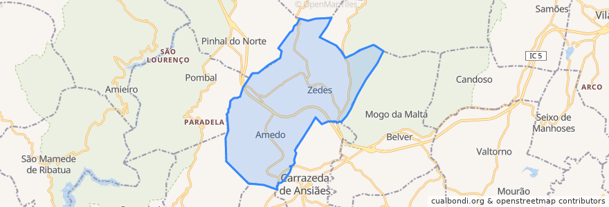 Mapa de ubicacion de Amedo e Zedes.