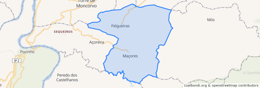 Mapa de ubicacion de Felgueiras e Maçores.