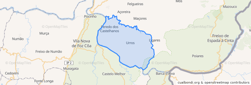 Mapa de ubicacion de Urros e Peredo dos Castelhanos.