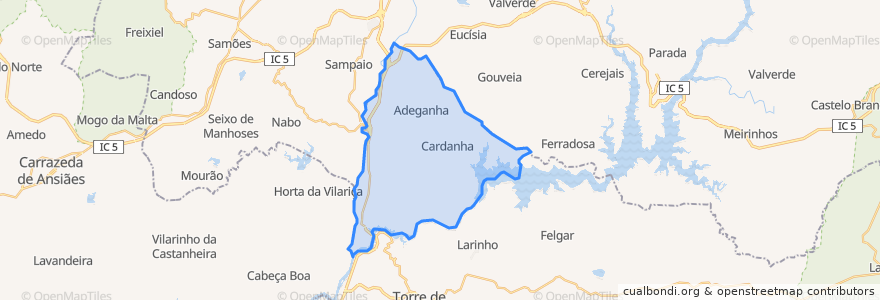 Mapa de ubicacion de Adeganha e Cardanha.