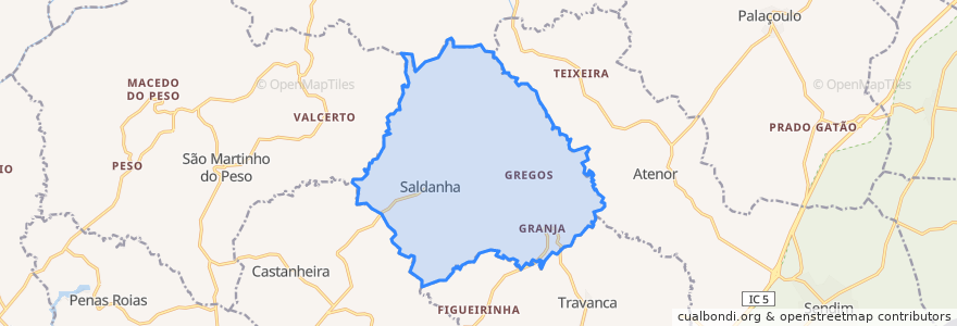 Mapa de ubicacion de Saldanha.