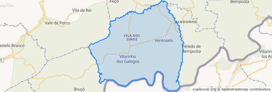 Mapa de ubicacion de Vilarinho dos Galegos e Ventozelo.