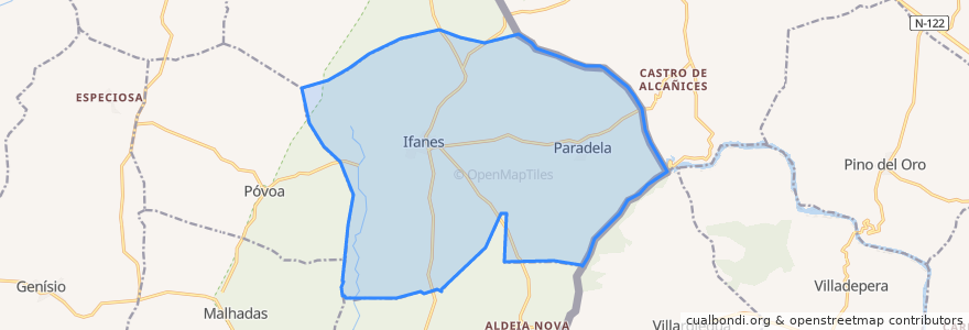 Mapa de ubicacion de Ifanes e Paradela.