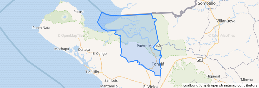 Mapa de ubicacion de Puerto Morazán.