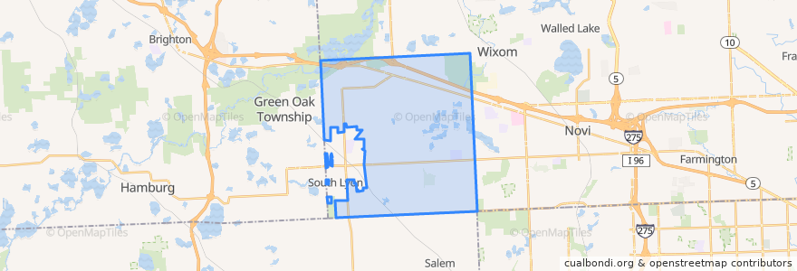 Mapa de ubicacion de Lyon Township.