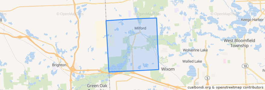 Mapa de ubicacion de Milford Township.