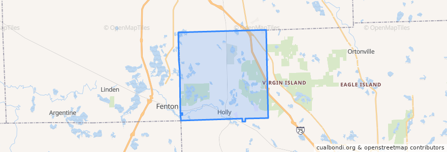 Mapa de ubicacion de Holly Township.