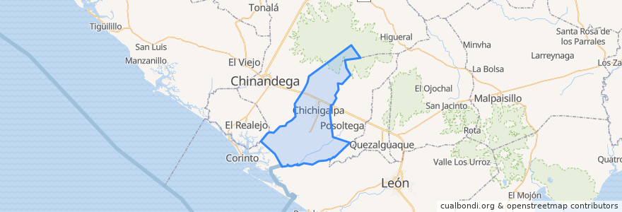 Mapa de ubicacion de Chichigalpa.