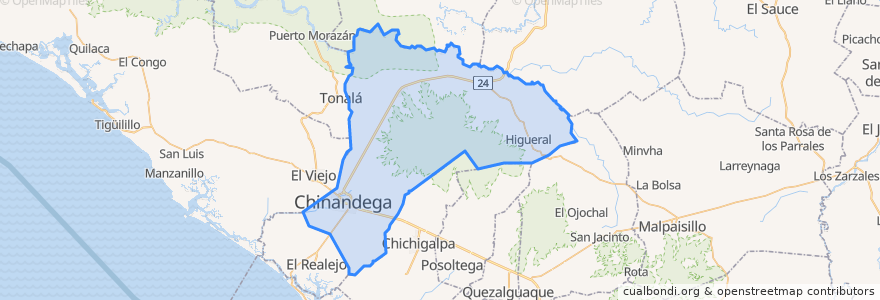 Mapa de ubicacion de Chinandega.