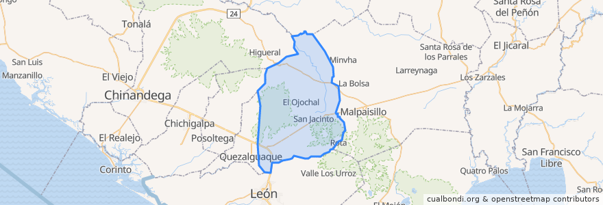 Mapa de ubicacion de Telica.