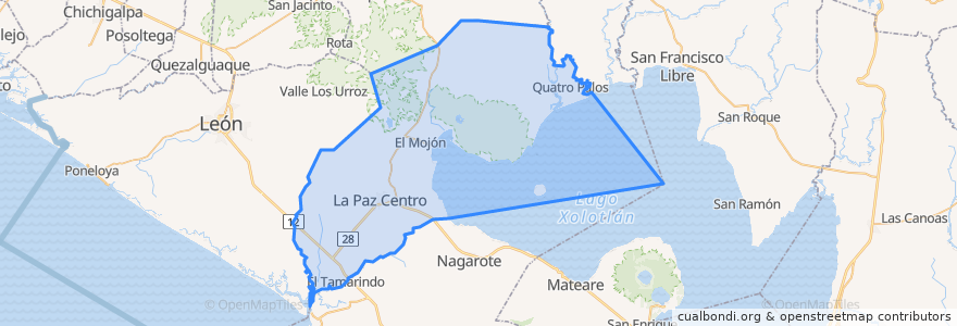 Mapa de ubicacion de La Paz Centro.