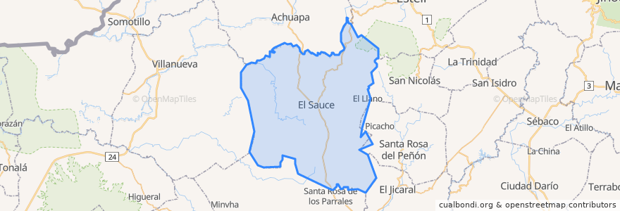 Mapa de ubicacion de El Sauce.