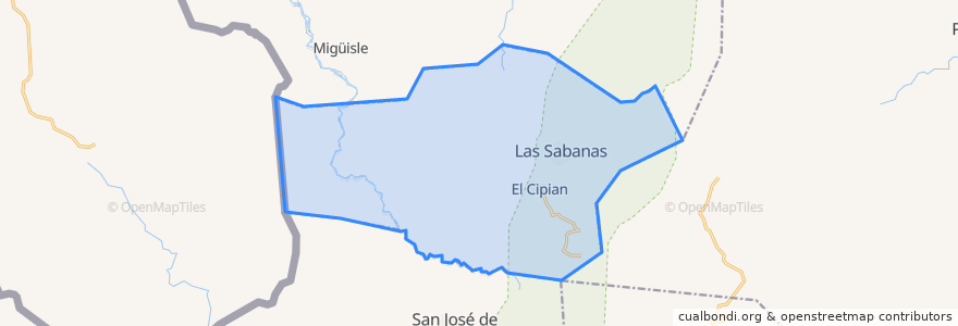 Mapa de ubicacion de Las Sabanas.