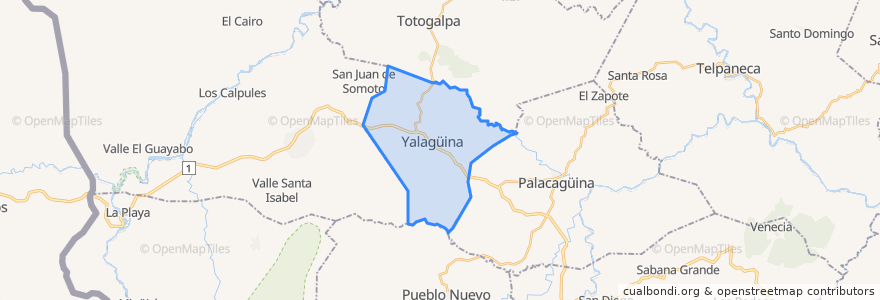 Mapa de ubicacion de Yalagüina.