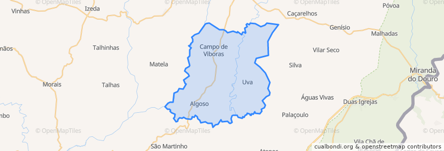 Mapa de ubicacion de Algoso, Campo de Víboras e Uva.