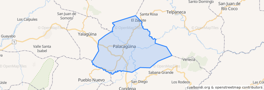 Mapa de ubicacion de Palacagüina.