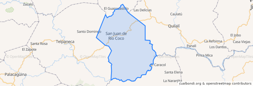 Mapa de ubicacion de San Juan del Río Coco.